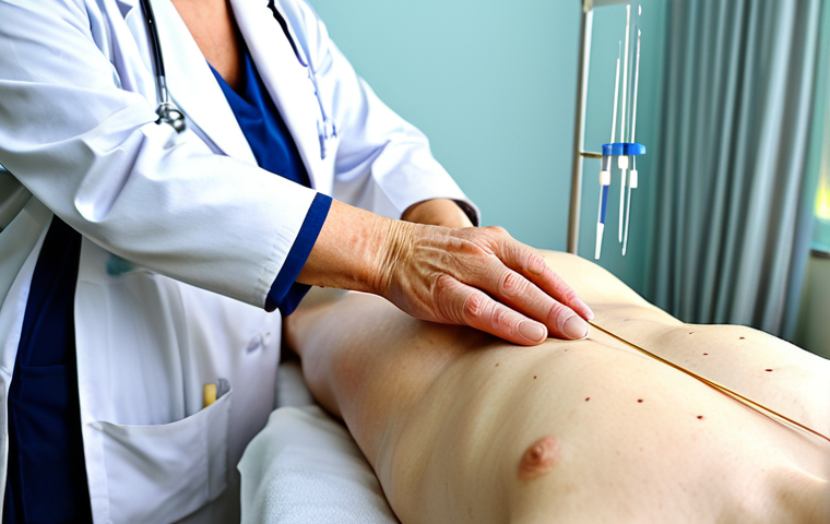 Acupuncture**

"A fully clothed doctor performing acupuncture on a patient in a bright, modern clinic. The patient is relaxed and comfortable. Focus on the professional environment and the precise application of the needles. Perfect anatomy, natural proportions, well-formed hands. Safe for work, appropriate content, professional, fully clothed."

**