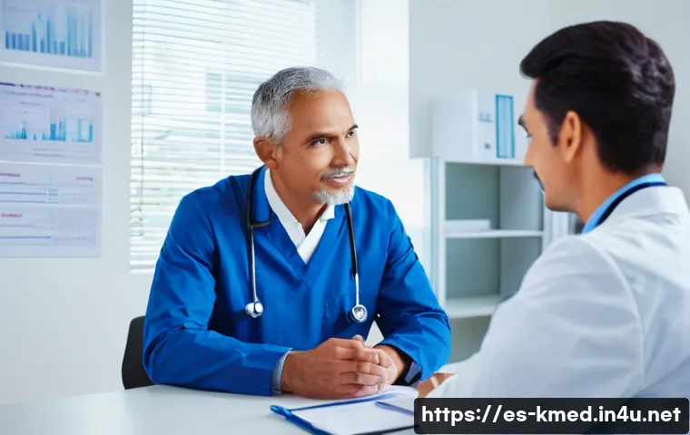 한의사와 환자 커뮤니케이션 - A compassionate doctor attentively listening to a middle-aged Hispanic patient in a modern clinic se...