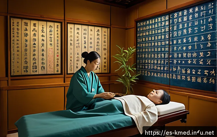 한의사 경력 개발 성공 사례 - A serene clinical setting where a traditional medicine practitioner, dressed professionally and wear...